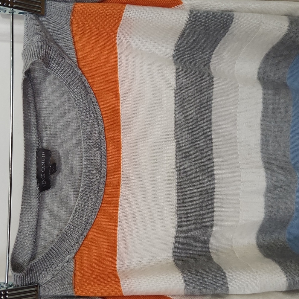 Striped Sweater with Orange and Blue Accents - Picture 2 of 2